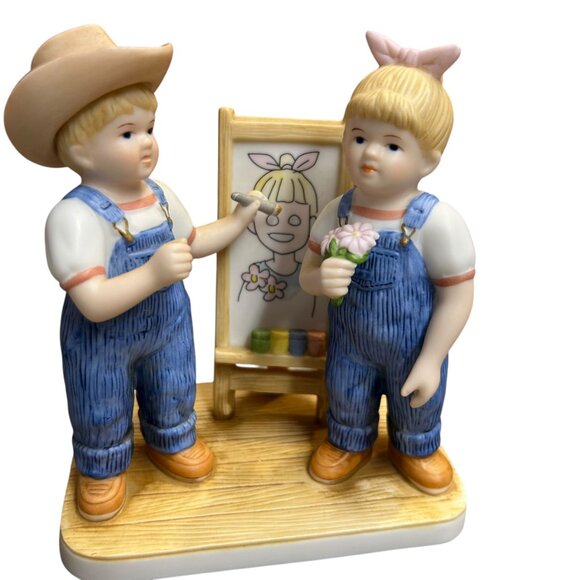 Home Interiors 2003 Denim Days Portrait of Debbie Danny Porcelain Figurine - Picture 6 of 9